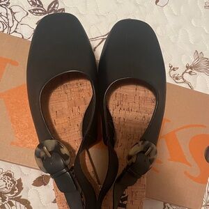 Kork-Ease Black Flats with Tortoise Details